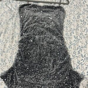 Edikted Gray Sequin Mini Dress